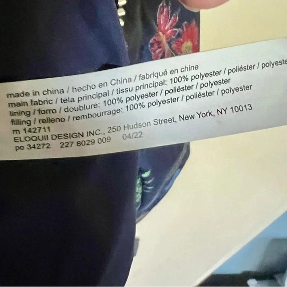 Eloquii Elements Navy Blue Floral Quilted Puffer Bomber‎ Jacket Plus Size 22/24 - Picture 13 of 13